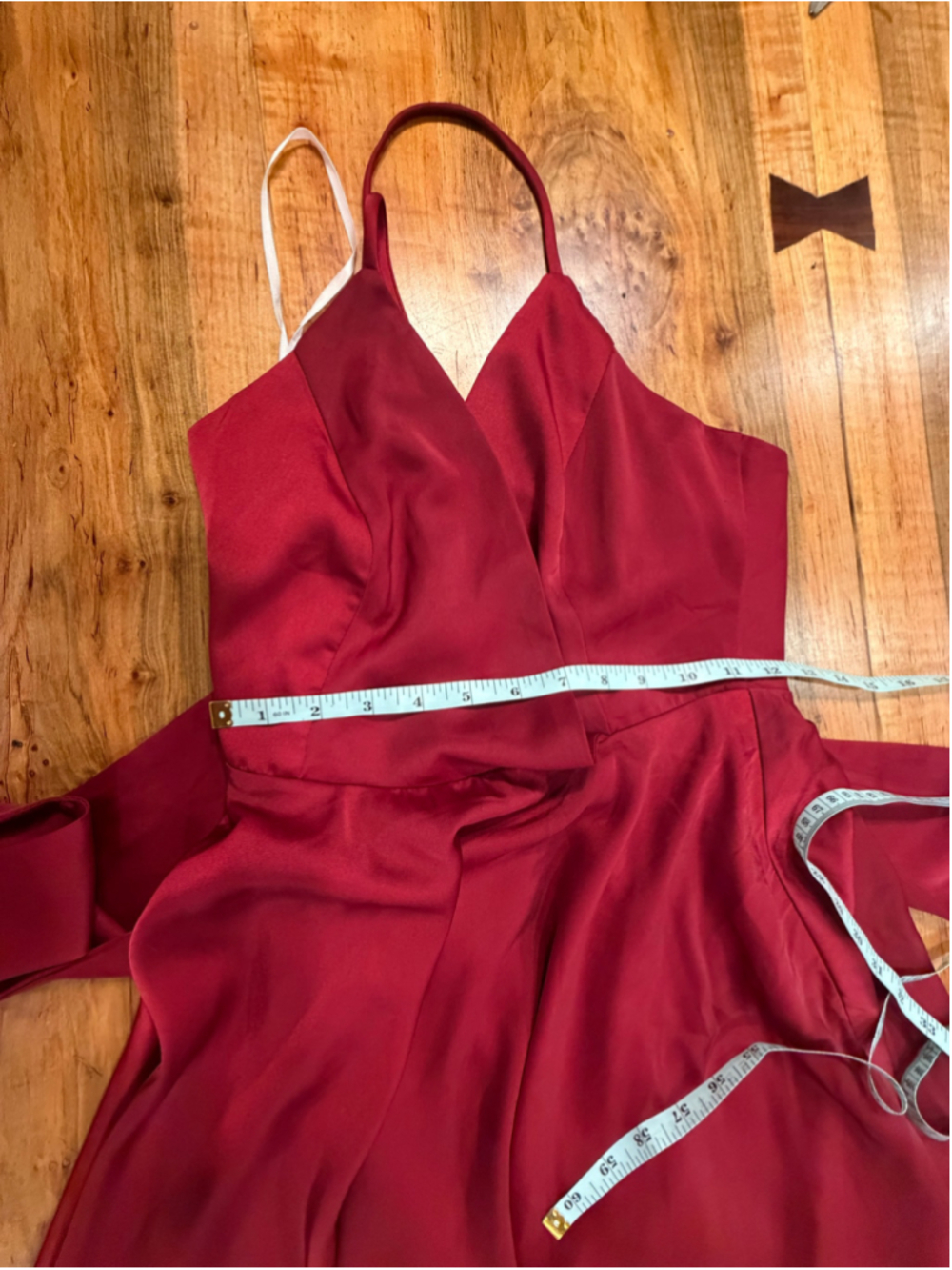 Lulus Women Burgundy Red Satin Halter Wrap Skater Cocktail Dress Size Small EUC - Picture 10 of 11